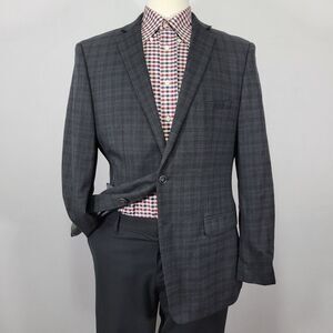 Calvin Klein Men's Sport‎ Coat Blazer Two Button CH Gray Plaid Size 44R